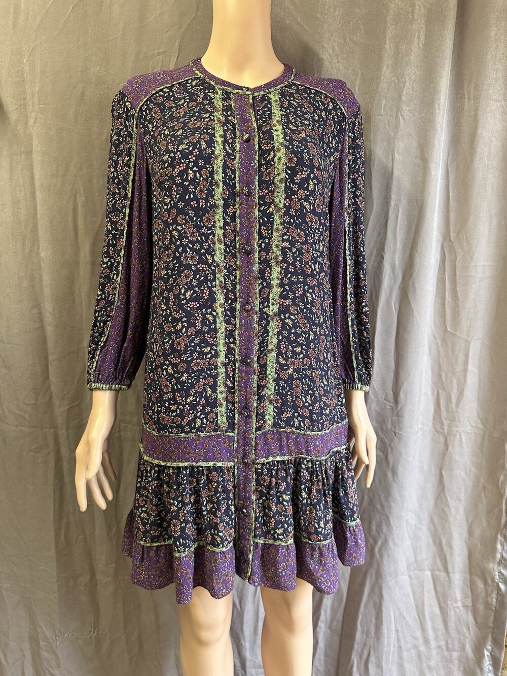 Veronica Beard Xanita Paneled Floral Print Crepe Mini Dress in Multi sz 4